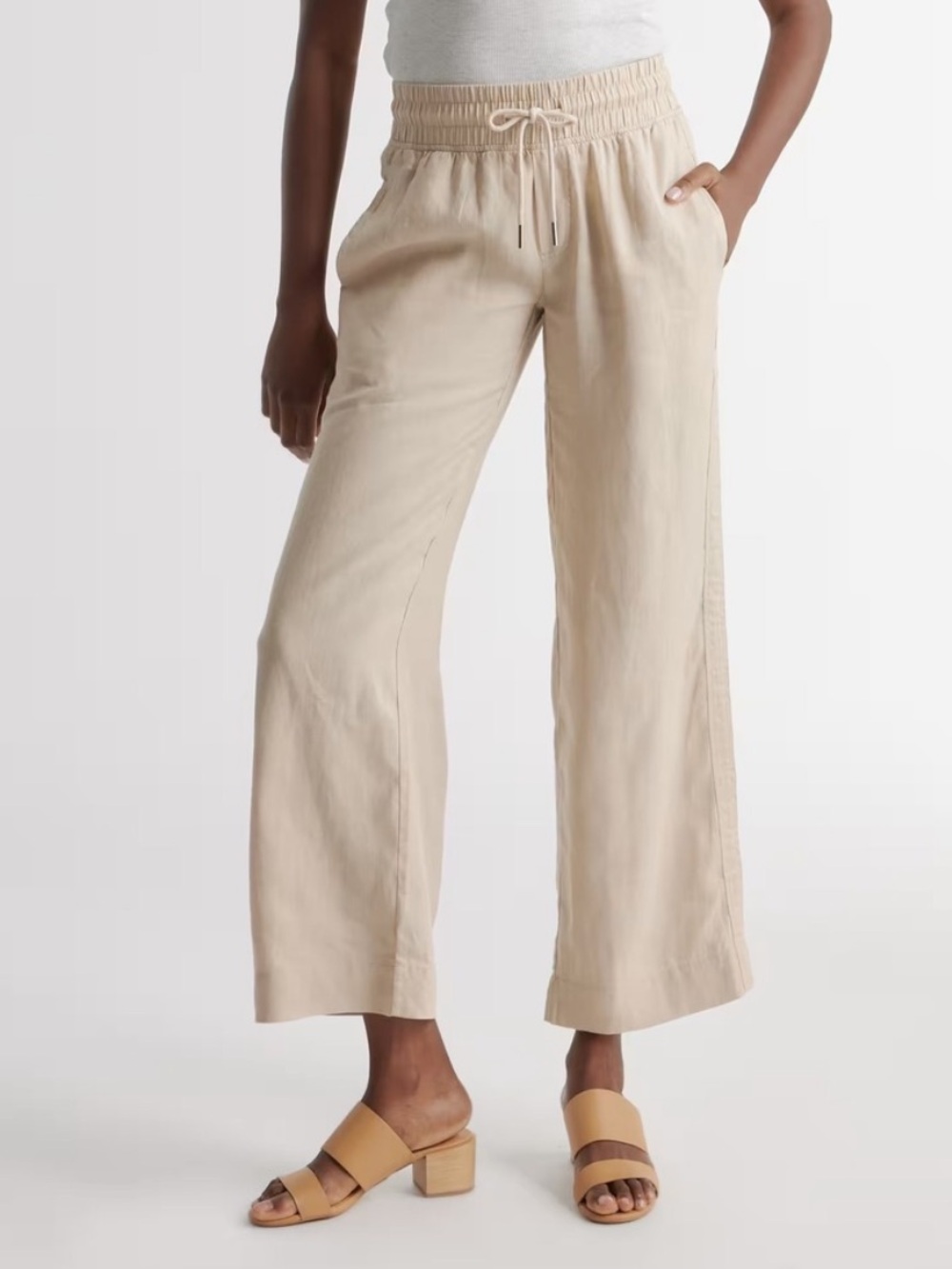 Quince Wide Leg Linen Pant Driftwood Large - Picture 3 of 13